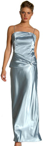 Main image of Full Length Spaghetti Strap Satin Evening Dress
