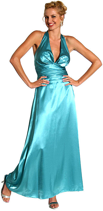 Main image of Halter Neck Polysatin Long Formal Dress