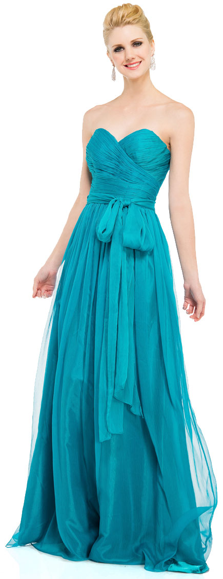 Main image of Strapless Sweetheart Neck Chiffon Long Formal Prom Dress 