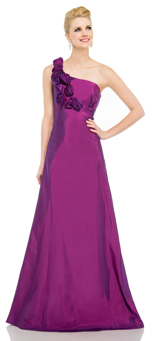 Main image of Single Shoulder Taffeta Full Length Formal Evening Gown