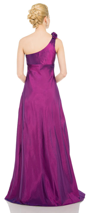 Back image of Single Shoulder Taffeta Full Length Formal Evening Gown
