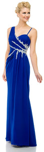 Main image of Pleated Long Prom Dress With Jewels & Matching Bolero Jacket