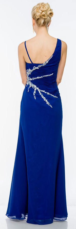 Back image of Pleated Long Prom Dress With Jewels & Matching Bolero Jacket