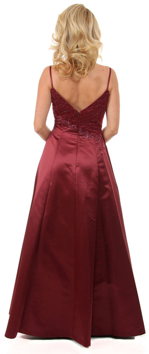 Back image of Boat Neck A-line Beaded Classic Formal Prom Dress