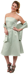 Main image of Strapless Satin Short Evening Dress