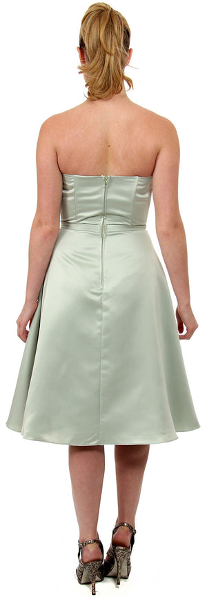 Back image of Strapless Satin Short Evening Dress