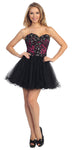 Main image of Strapless Floral Lace Bust Tulle Short Party Prom Dress