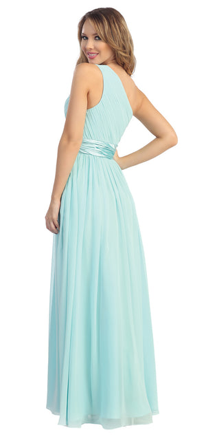 Back image of One Shoulder Floral Accent Formal Bridesmaid Dress