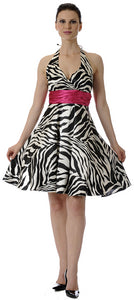 Main image of Halter Neck Zebra Print Short Party Dress