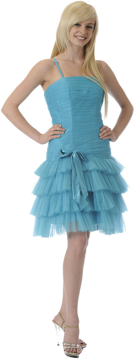 Main image of Satin Bow Spaghetti Strap Party Dress