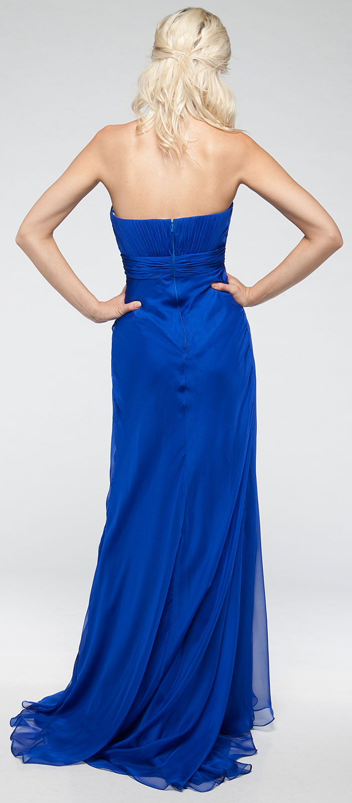 Back image of Strapless Double Layered Chiffon Formal Prom Dress