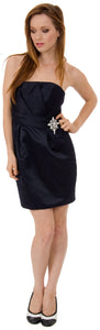 Image of Satin Mini Bridesmaid Cocktail Dress  in Black
