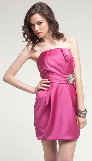 Main image of Satin Mini Bridesmaid Cocktail Dress 
