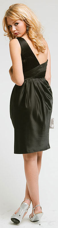 Back image of Bridal Satin One Shoulder Cocktail Dress