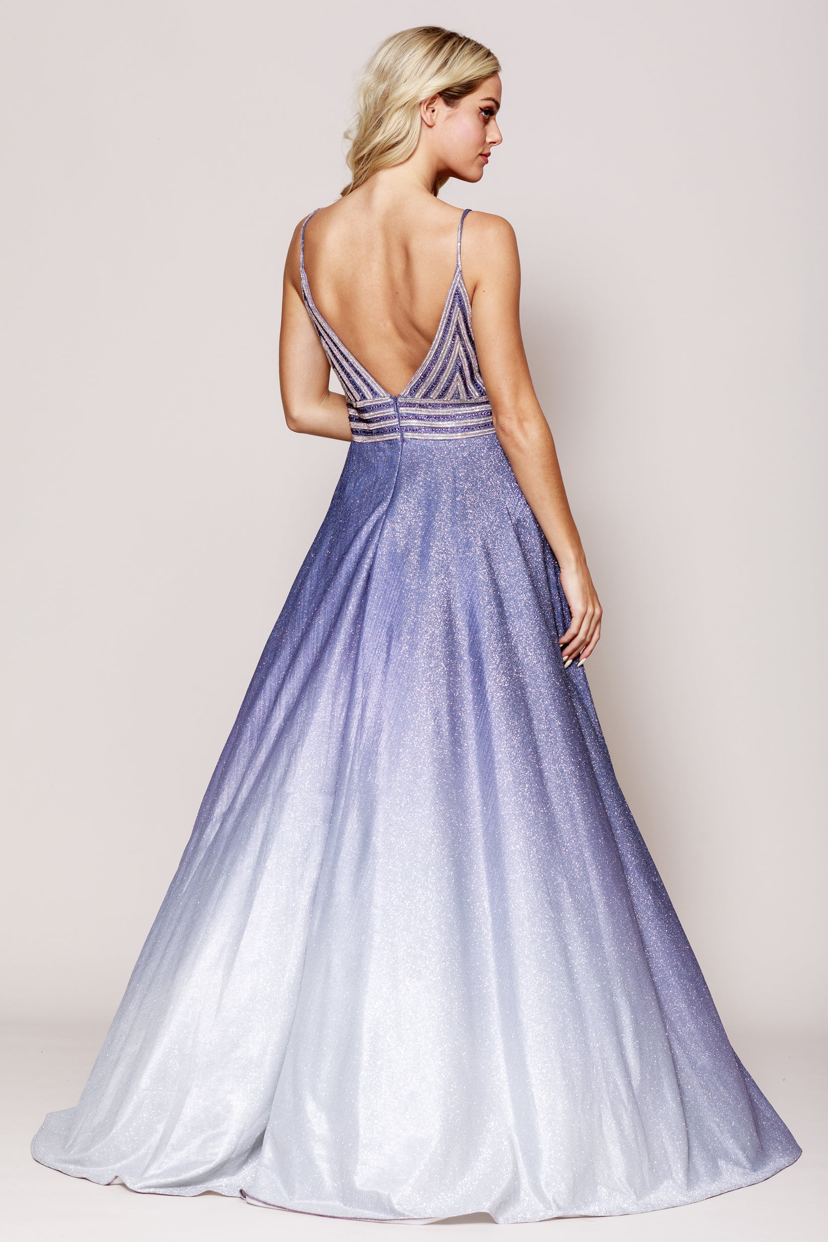 Image of Empire Prom Gown With Spaghetti Straps back in Lavender