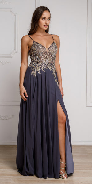Main image of Beaded Embellished Spaghetti Prom Dress