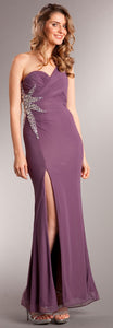 Main image of One Shoulder Long Formal Dress With Bejeweled Waist