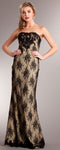 Main image of Strapless Floral Mesh Beaded Long Formal Evening Dress 