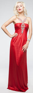 Main image of Rhinestones Neck Shimmery Long Formal Prom Dress 