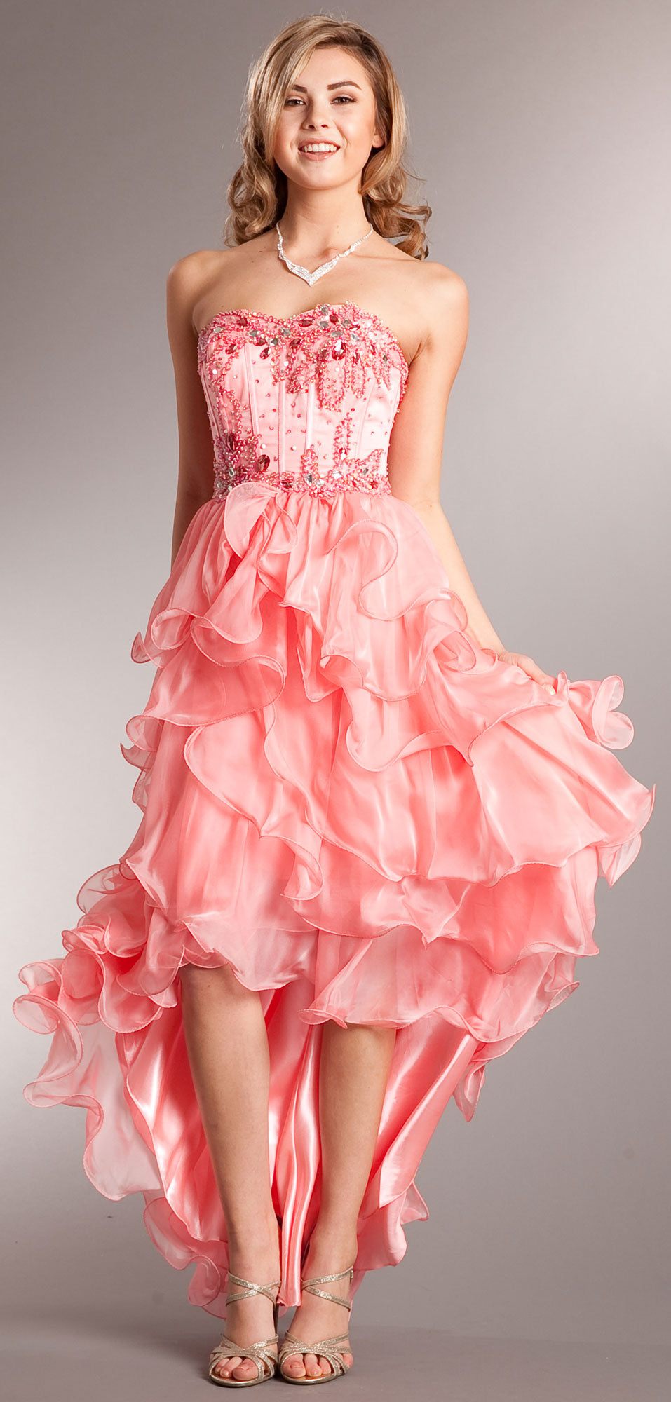 Main image of Strapless High-low Cocktail Prom Dress With Ruffled Skirt