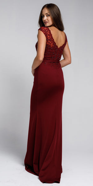 Back image of Sweatheart Neckline Embroidered Evening Gown