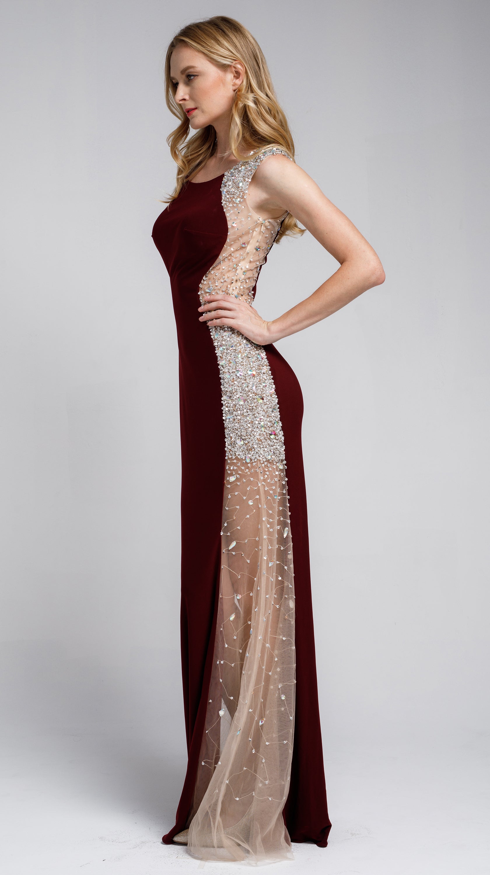 Image of Silhouette Styles Prom Gown With Rhinestone Accents in an alternative image