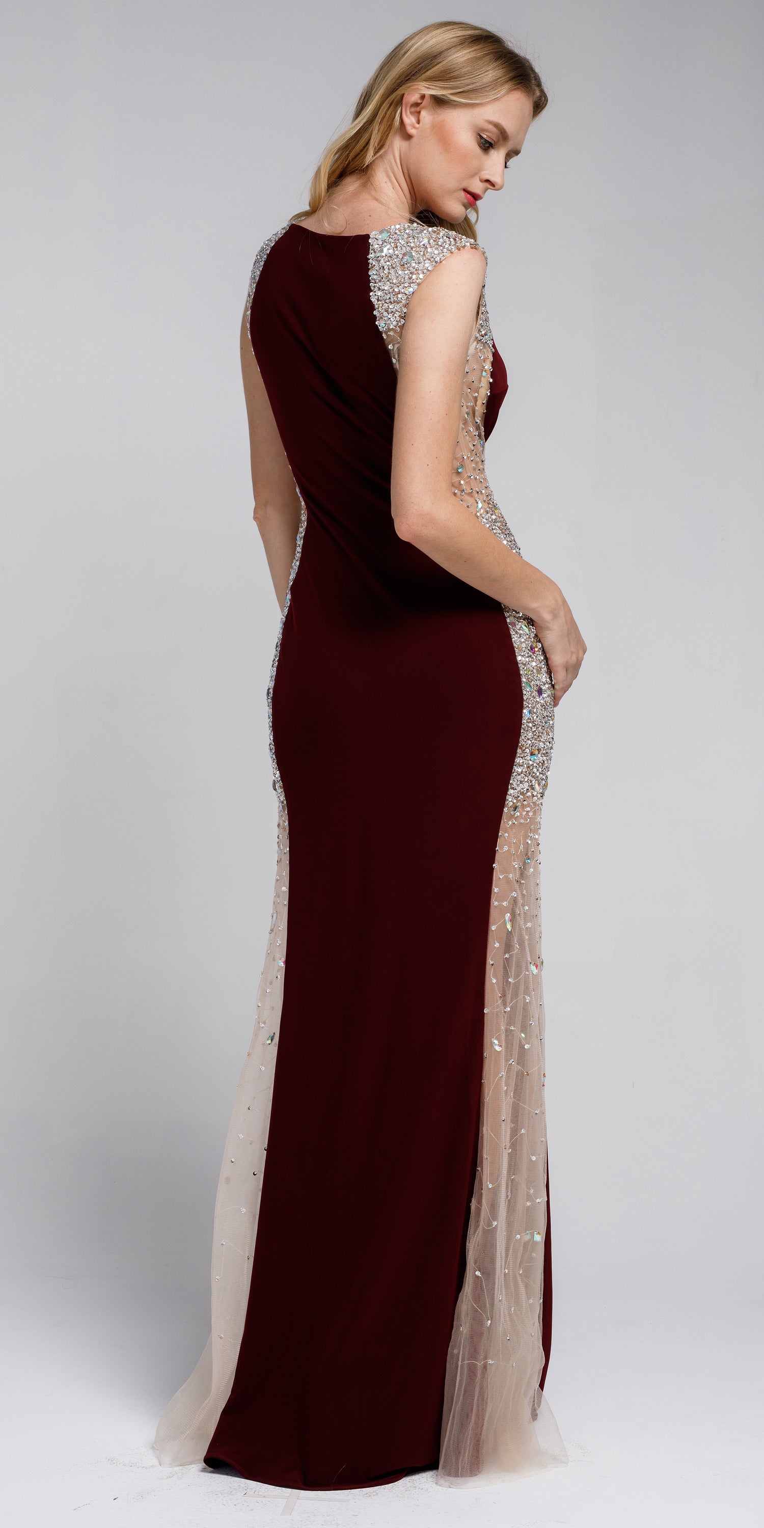 Back image of Silhouette Styles Prom Gown With Rhinestone Accents