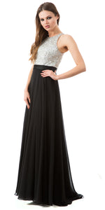 Main image of Jewel Bodice Chiffon Skirt Long Formal Prom Dress