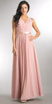 Main image of V-neck Sleeveless Ruched Bodice Long Bridesmaid Dress