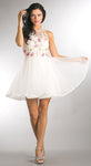 Main image of Floral Lace Bodice Short Tulle Homecoming Dress