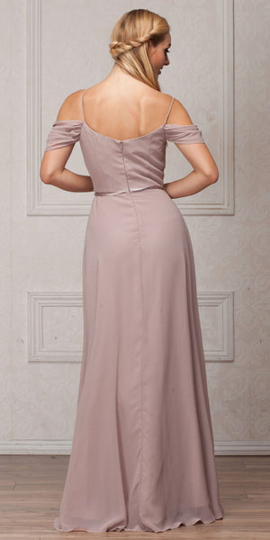 Back image of Spaghetti Straps Cold-shoulder Long Bridesmaid Dress