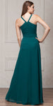 Back image of High Round Neck Princess Cut Long Bridesmaid Dress