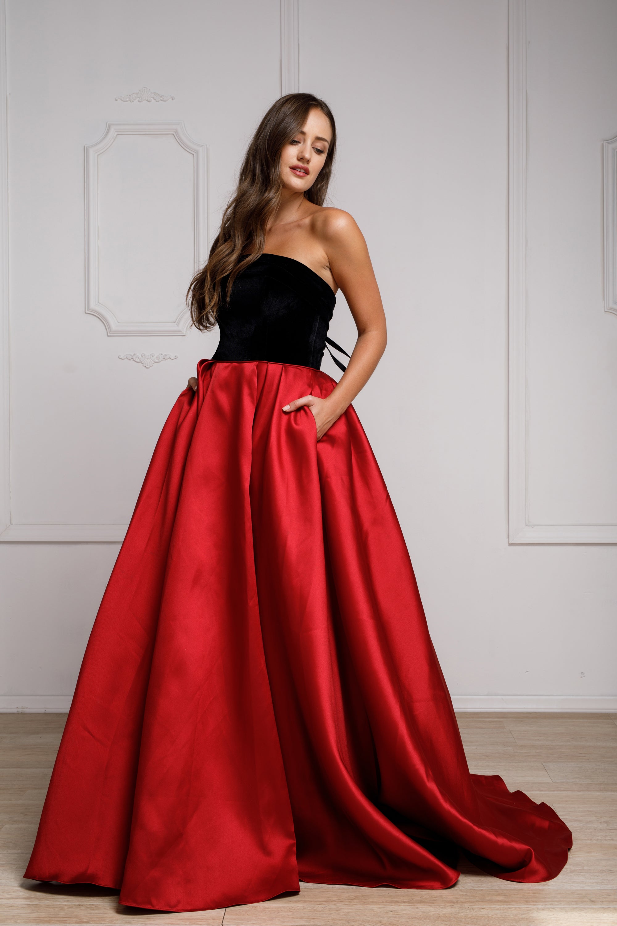 Main image of Off Shoulder Long Puffy Prom Dress