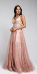 Main image of V Neck Vines Pattern Tulle Prom Gown