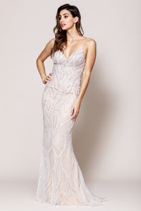 Main image of Sequin Beaded Prom Gown With V Neckline