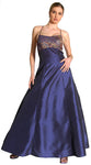 Main image of Criss Crossed Brocade Beaded Formal Prom Dress