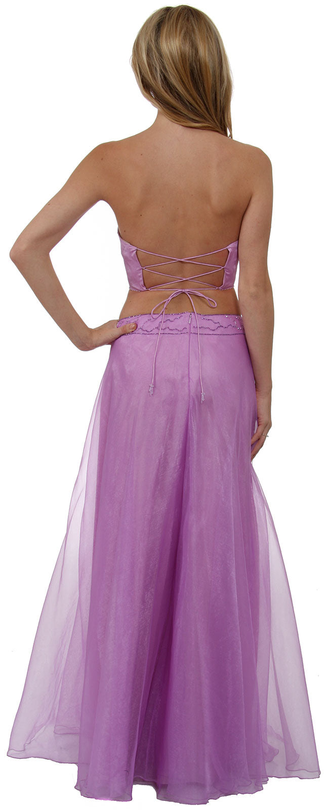 Back image of Criss Crossed Strapless Beaded Dress