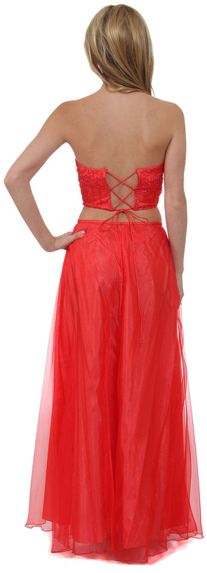 Back image of Criss Crossed Strapless 2 Pc Dress