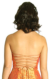 Back image of Criss Crossed Off-shouldered Beaded Prom Dress