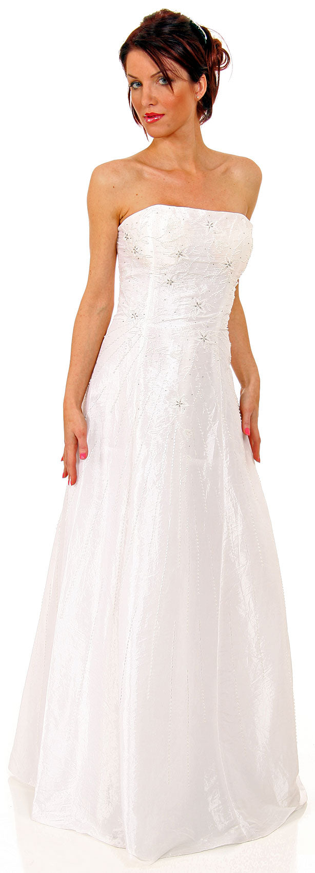 Main image of Criss Crossed Off-shouldered Beaded Prom Dress