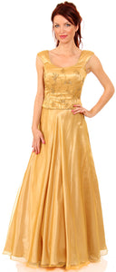 Main image of Beaded Top Long Formal Prom Gown With Puffy Skirt