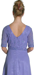 Back image of A Shape Half-sleeved Beaded Long Formal Gown