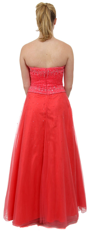 Back image of Watermelon A-line Beaded Prom Dress