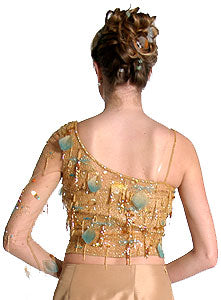 Back image of Rose Petal Taffeta Formal Prom Dress