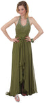 Main image of Beaded Halter Formal Prom Dress With Shirrs And Ruffles
