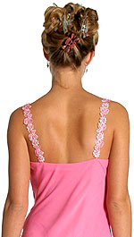 Image of Floral Pink Asymmetric Layered Prom Dress back in Pink