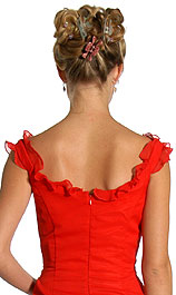 Image of Ruffle Beaded Formal Dress back in Red