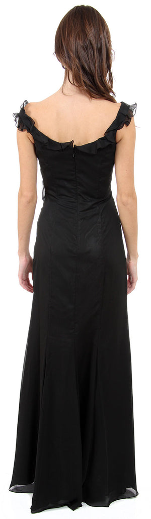 Back image of Ruffle Beaded Formal Dress