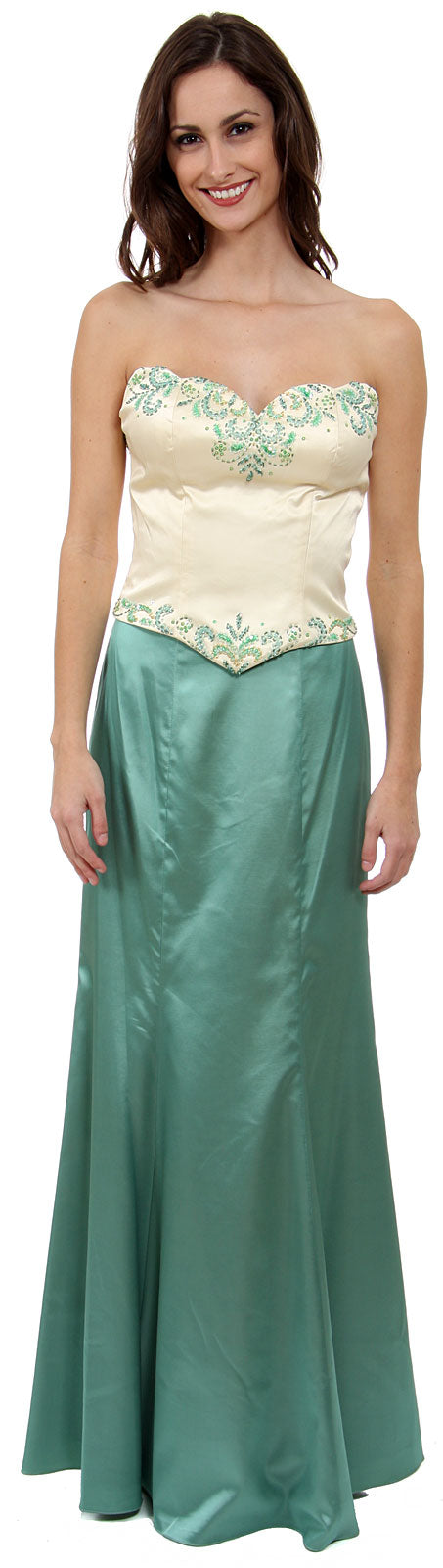 Main image of 2 Piece Strapless Form Fitting Formal Prom Dress