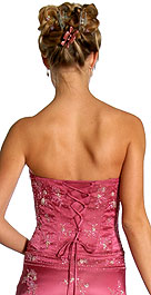 Back image of Strapless Beaded Prom Dress With Cascading Ruffles